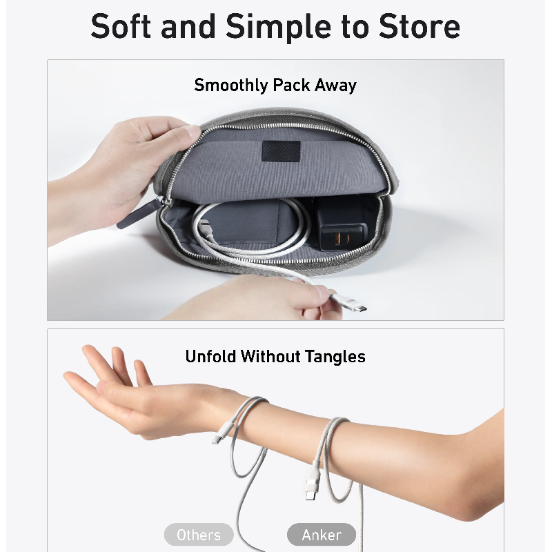 Anker USB-C to USB-C Cable(6ft, 240W, Upcycled-Braided)